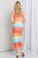 Robe mi-longue fendue sans manches dégradée Zenana